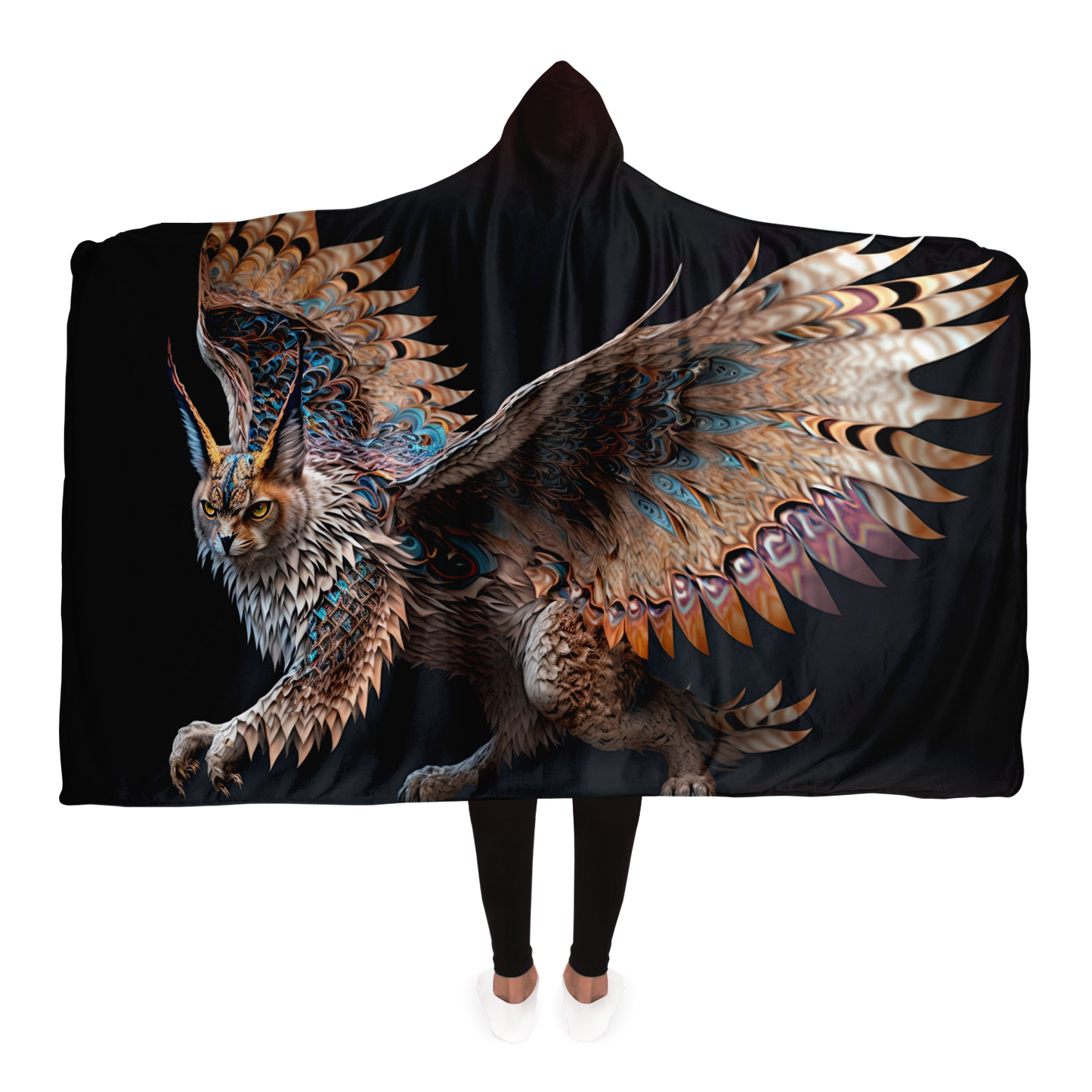 Winged Lynx Dreaming Hooded Blanket