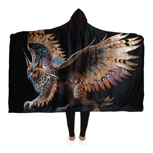 Winged Lynx Dreaming Hooded Blanket