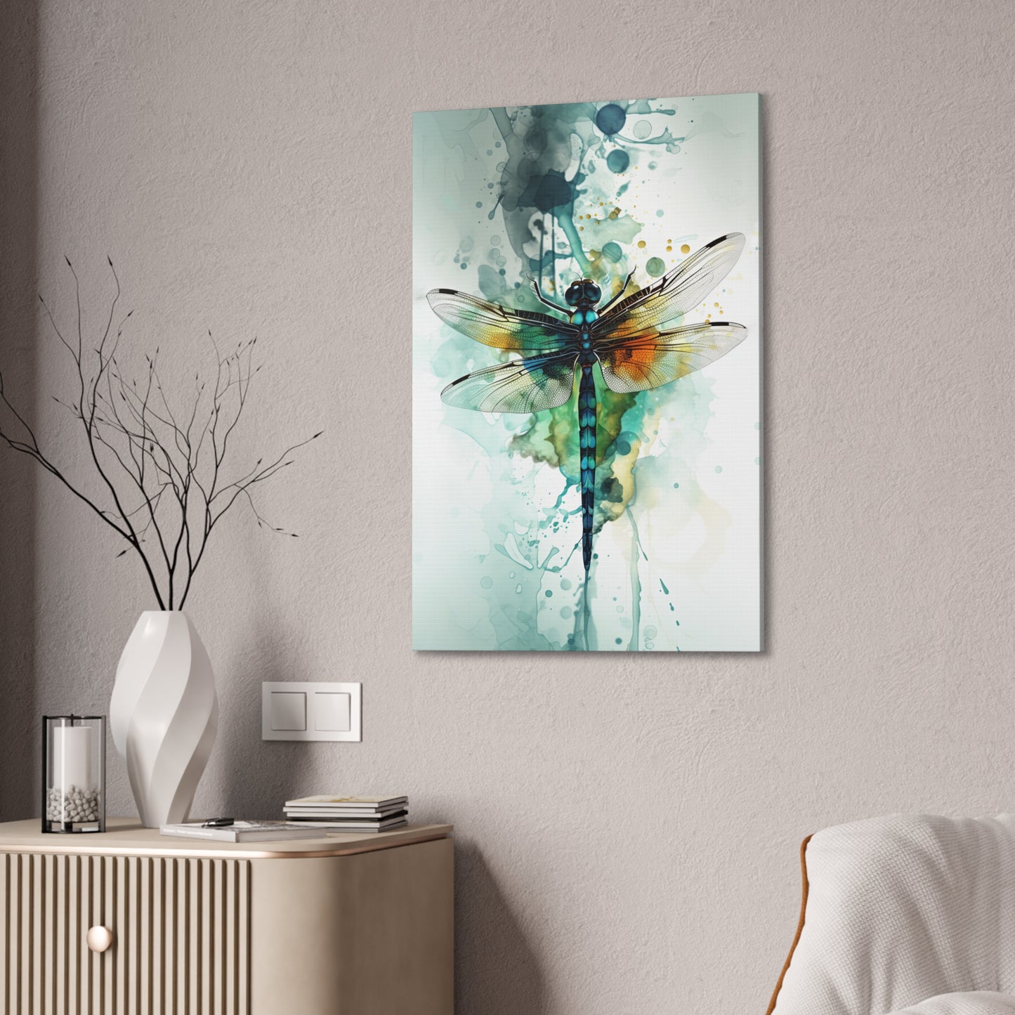 "Aquatic Whisper Dragonfly" Canvas Stretched, 0.75" - Print