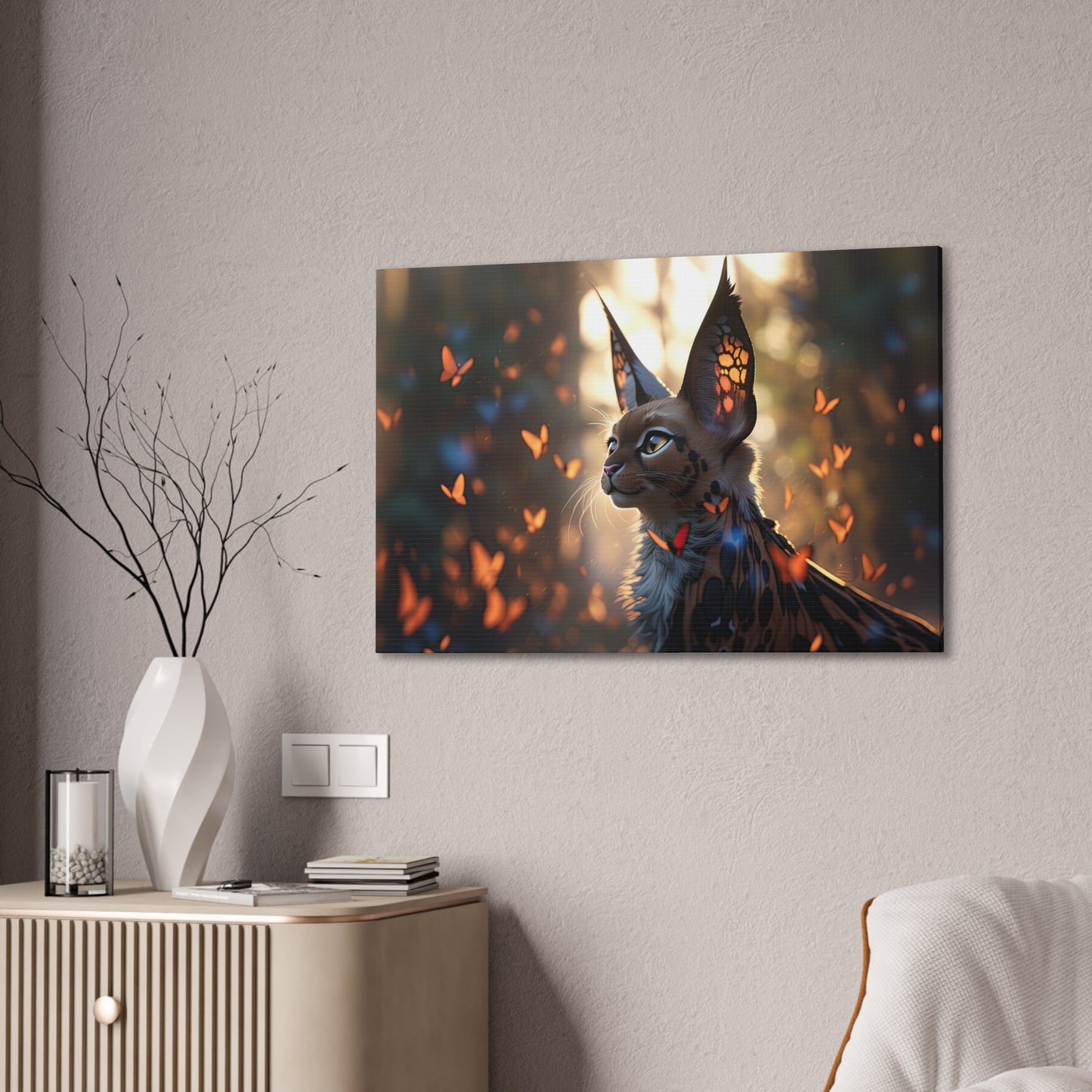 "Butterfly Cat"  Canvas Stretched, 0.75" - Print