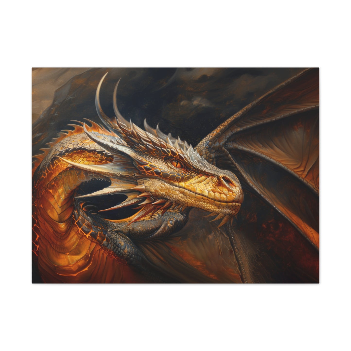 "Fireheart - Grandfather Dragon"  Canvas Stretched, 0.75" - Print