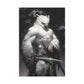 "Dark Brown & White Falcon Owl Samurai" Canvas Stretched, 0.75" - Print