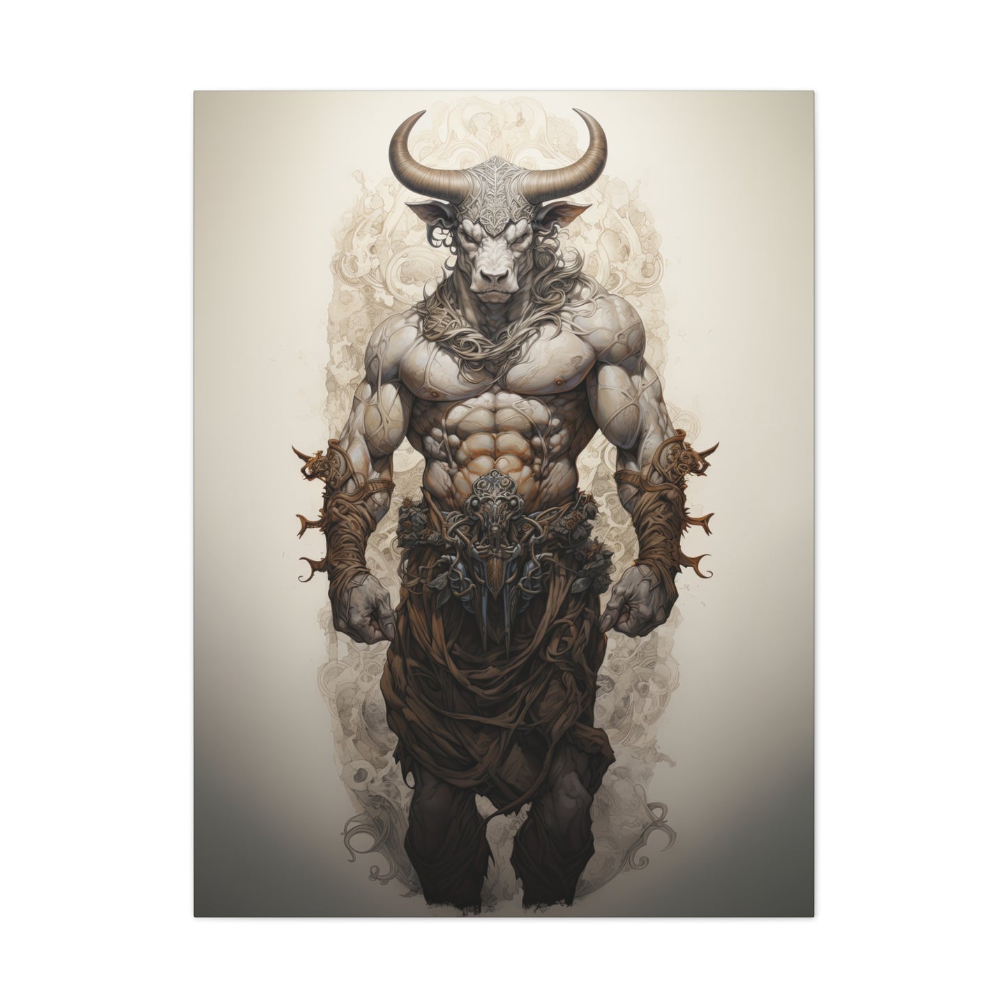 "Minotaur Deity" Canvas Stretched, 0.75" - Print