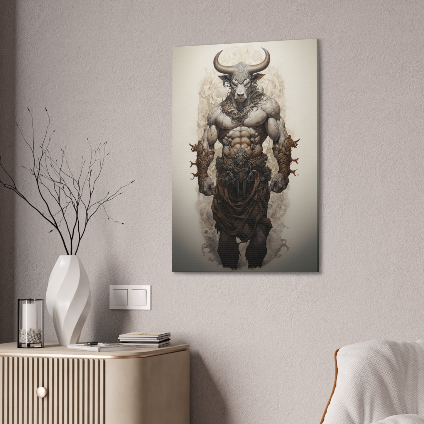 "Minotaur Deity" Canvas Stretched, 0.75" - Print