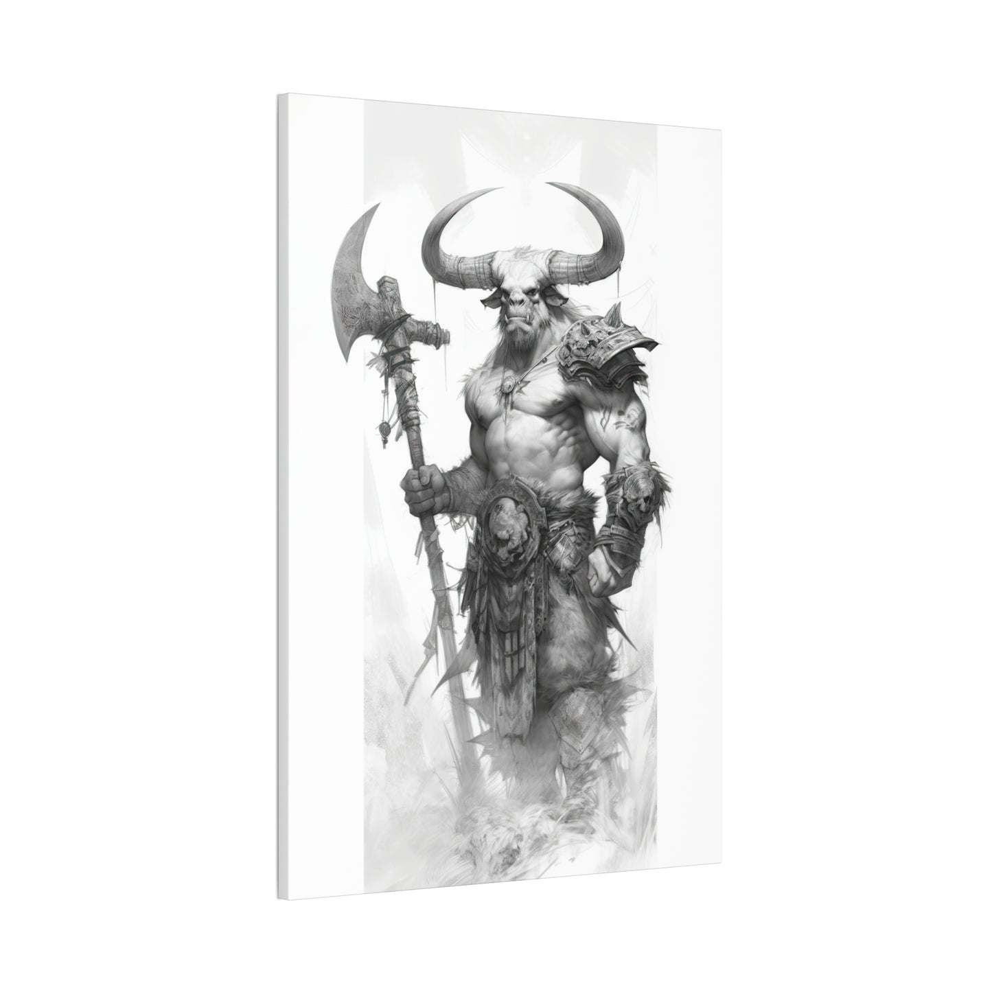 "Minotaur Viking Sketch" Canvas Stretched, 0.75" - Print