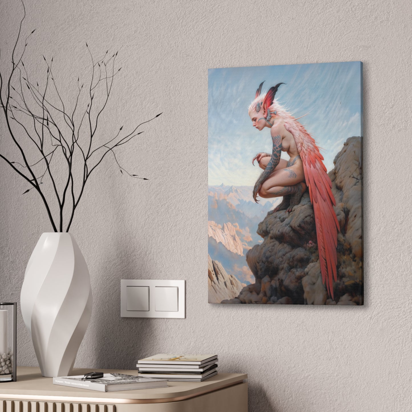 "The Crimson Harpy's Oath" Canvas Stretched, 0.75" - Print