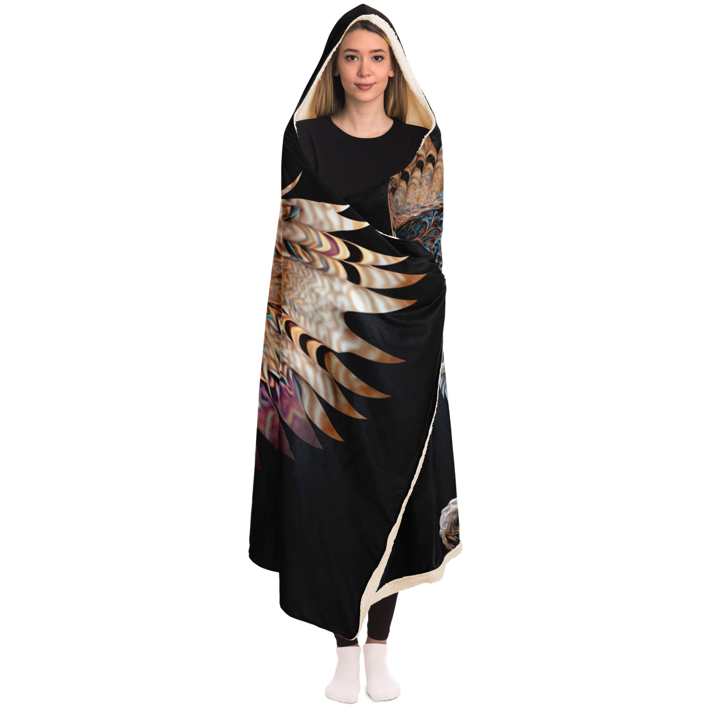 Winged Lynx Dreaming Hooded Blanket