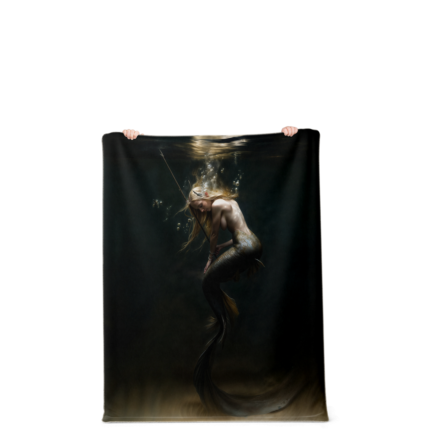 Spearmaiden of the Deep Premium Microfleece Blanket