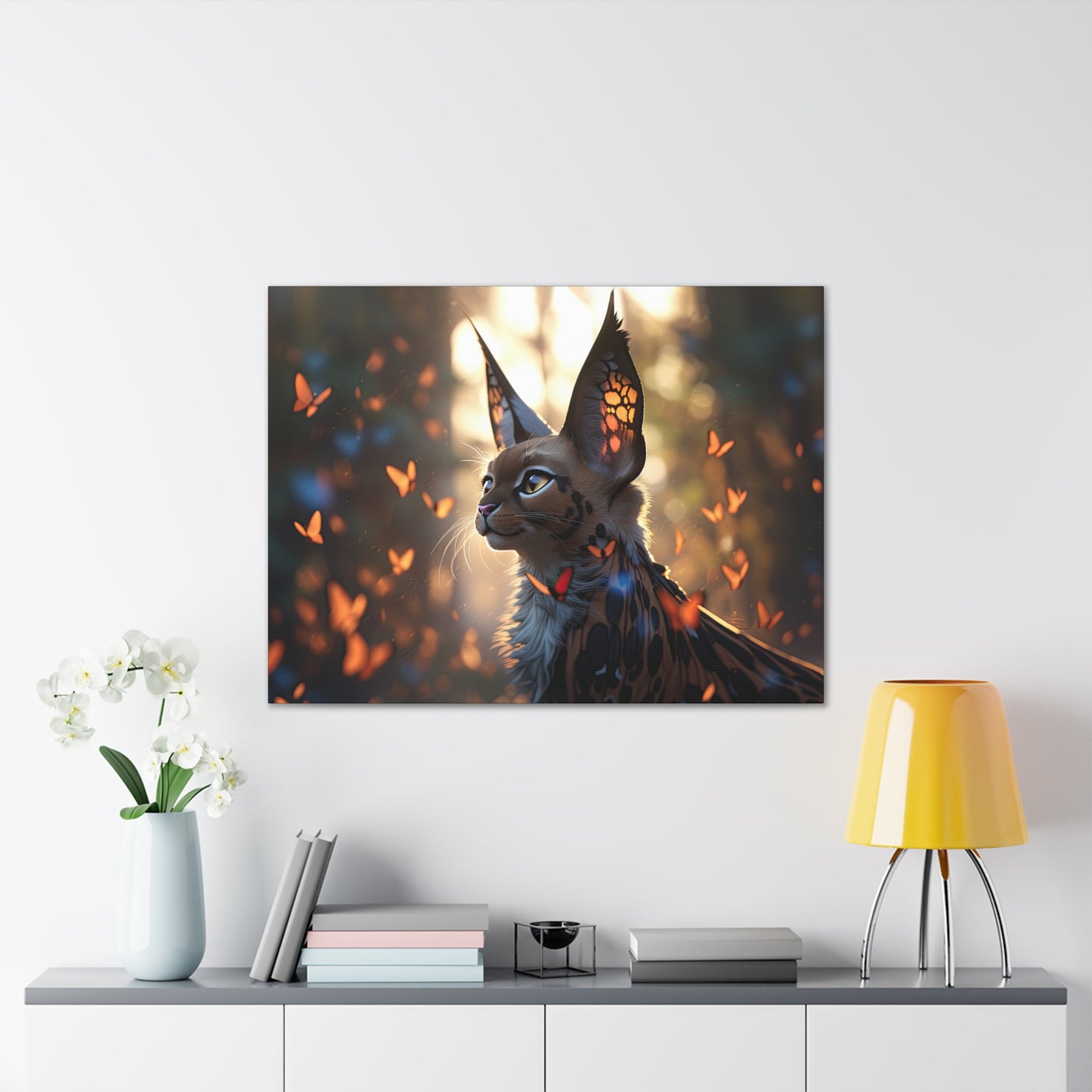 "Butterfly Cat"  Canvas Stretched, 0.75" - Print