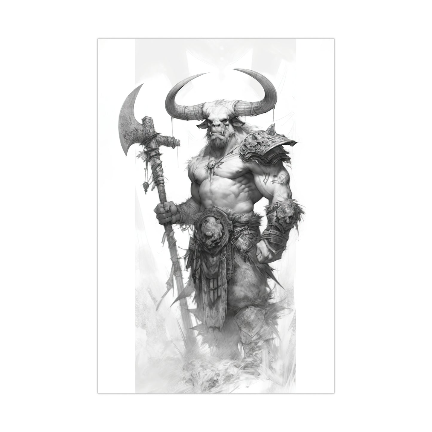 "Minotaur Viking Sketch" Poster - Print