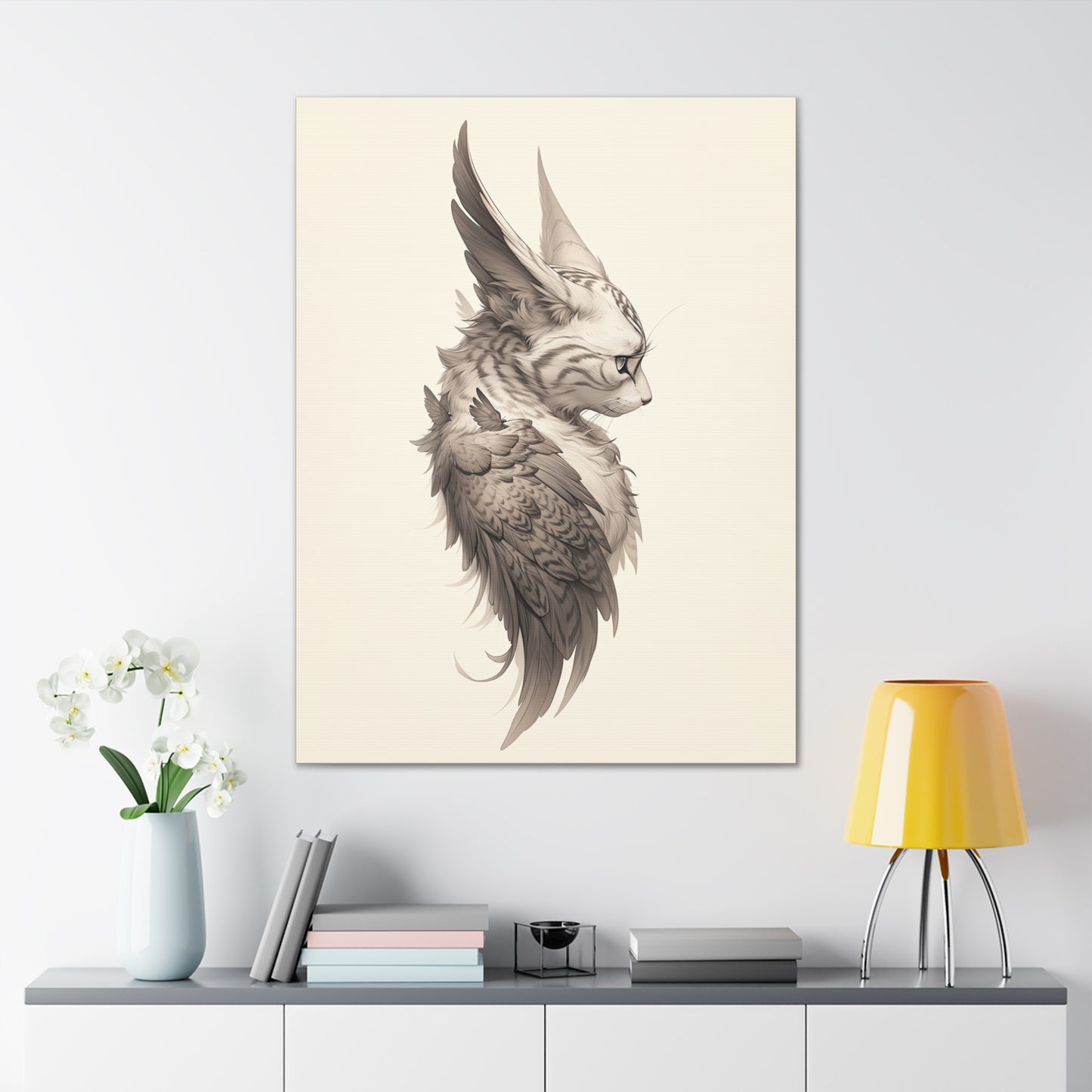 "Wing Eared Cat" Canvas Stretched, 0.75" - Print