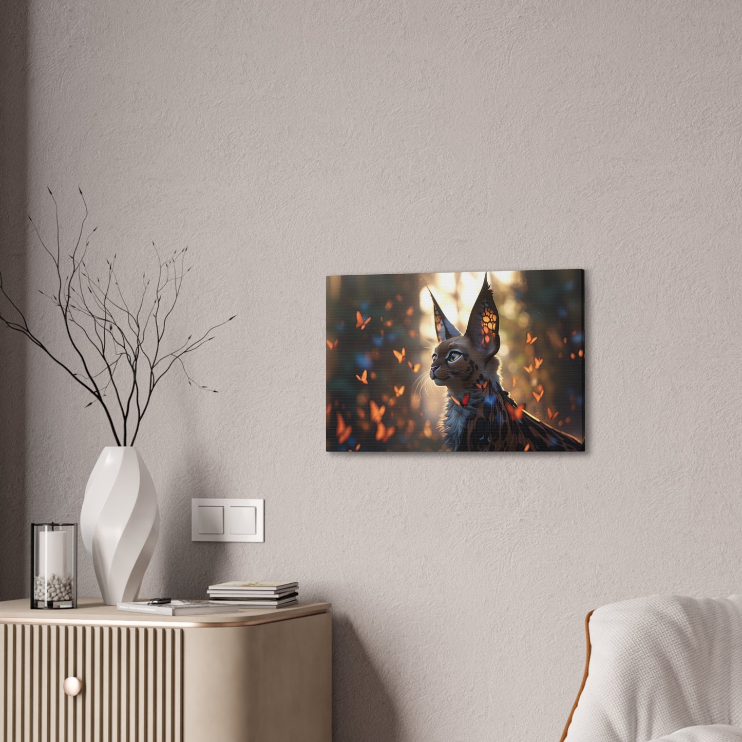 "Butterfly Cat"  Canvas Stretched, 0.75" - Print