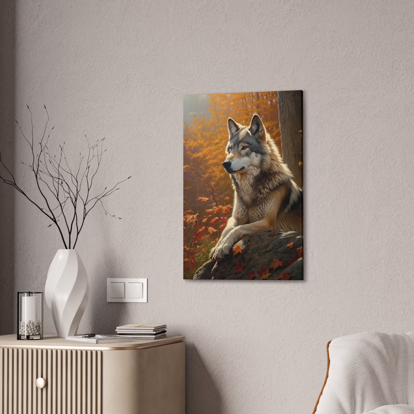 "Watcher Wolf" Canvas Stretched, 0.75" - Print