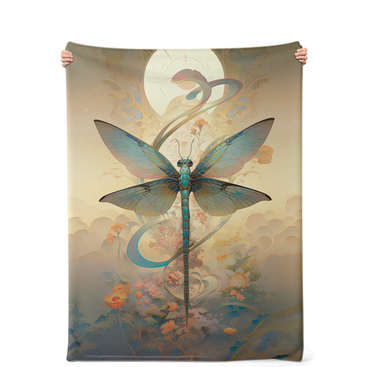 Premium Zen Dragonfly Microfleece Blanket