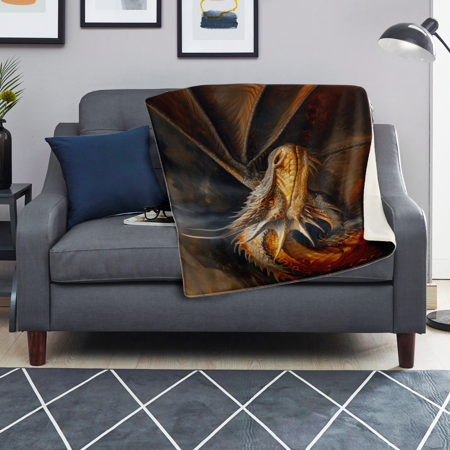 Fireheart - Grandfather Dragon Premium Microfleece Blanket