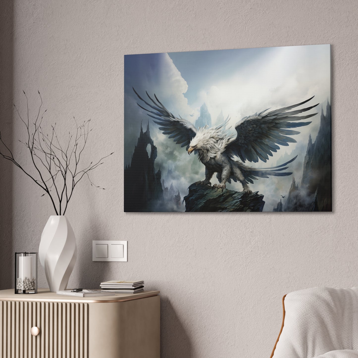 "Glacier Guardian Griffon"  Canvas Stretched, 0.75" - Print