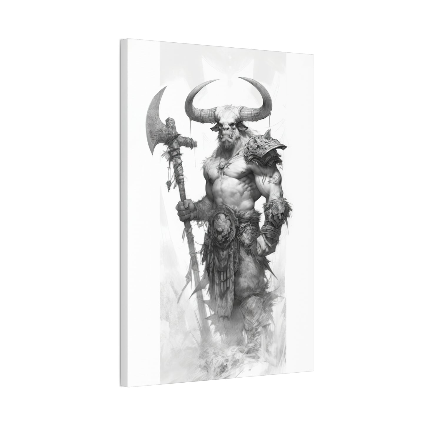 "Minotaur Viking Sketch" Canvas Stretched, 0.75" - Print