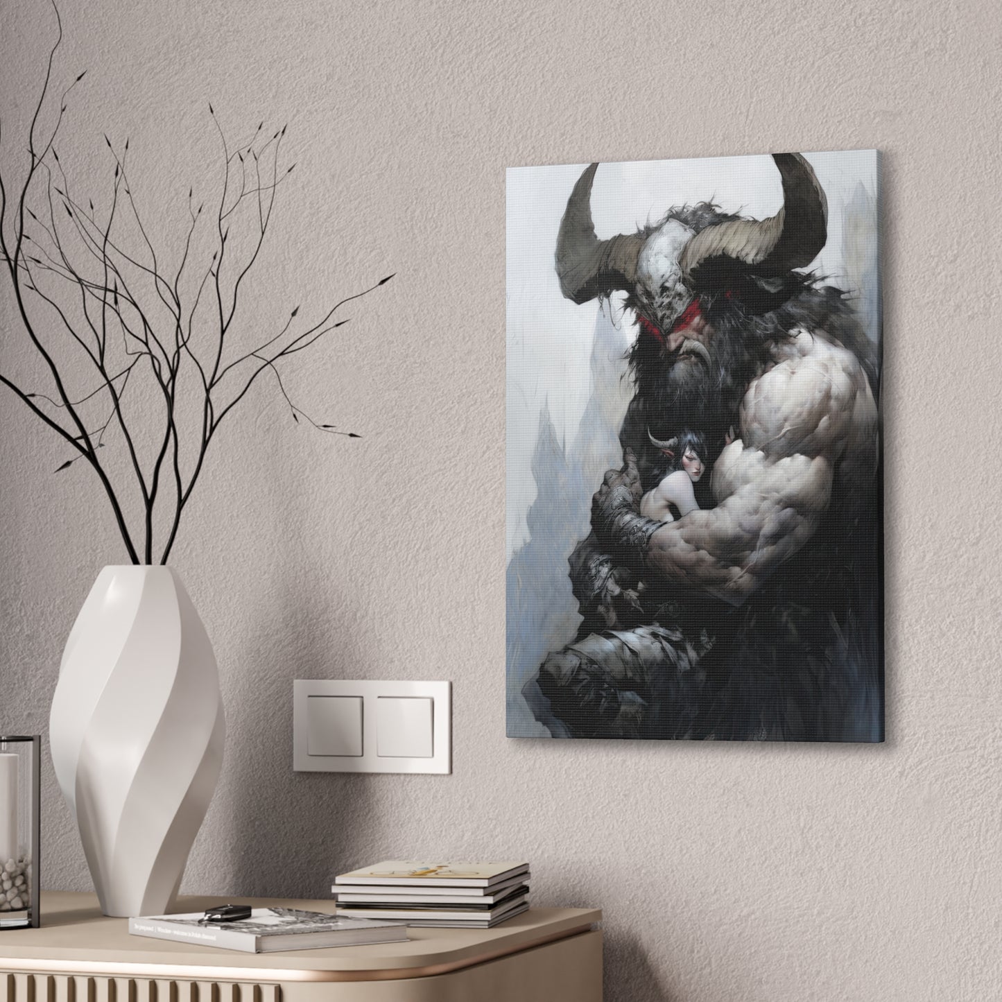 "Horned Protector" Canvas Stretched, 0.75" - Print