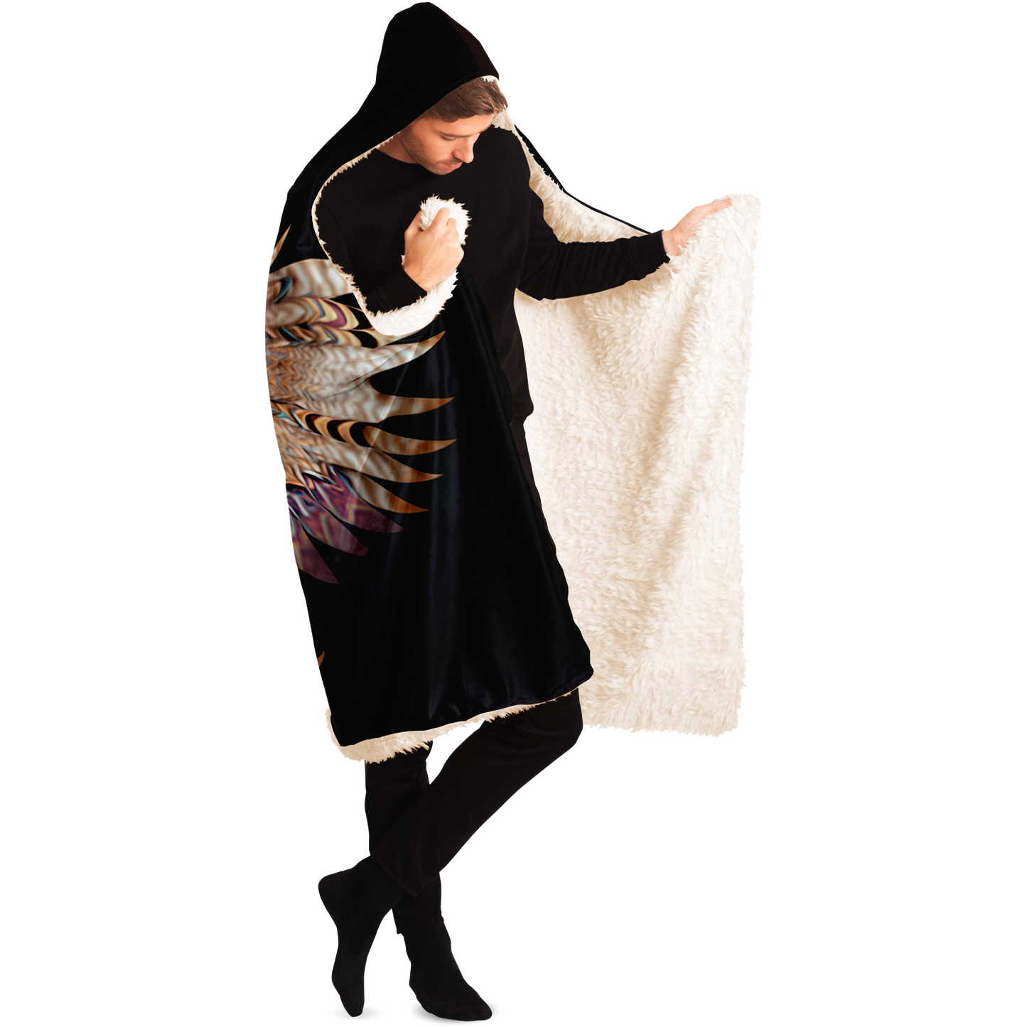 Winged Lynx Dreaming Hooded Blanket