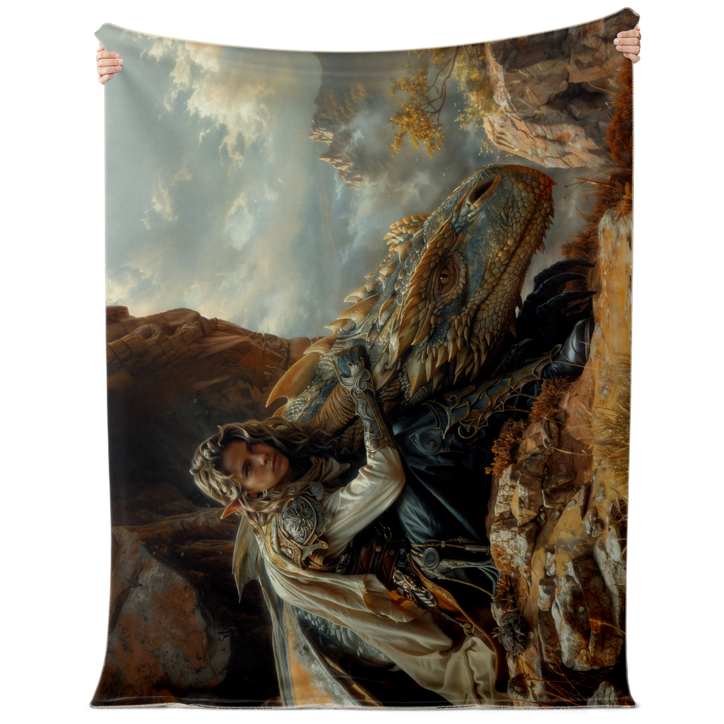 Clifftop Contemplation Premium Microfleece Blanket