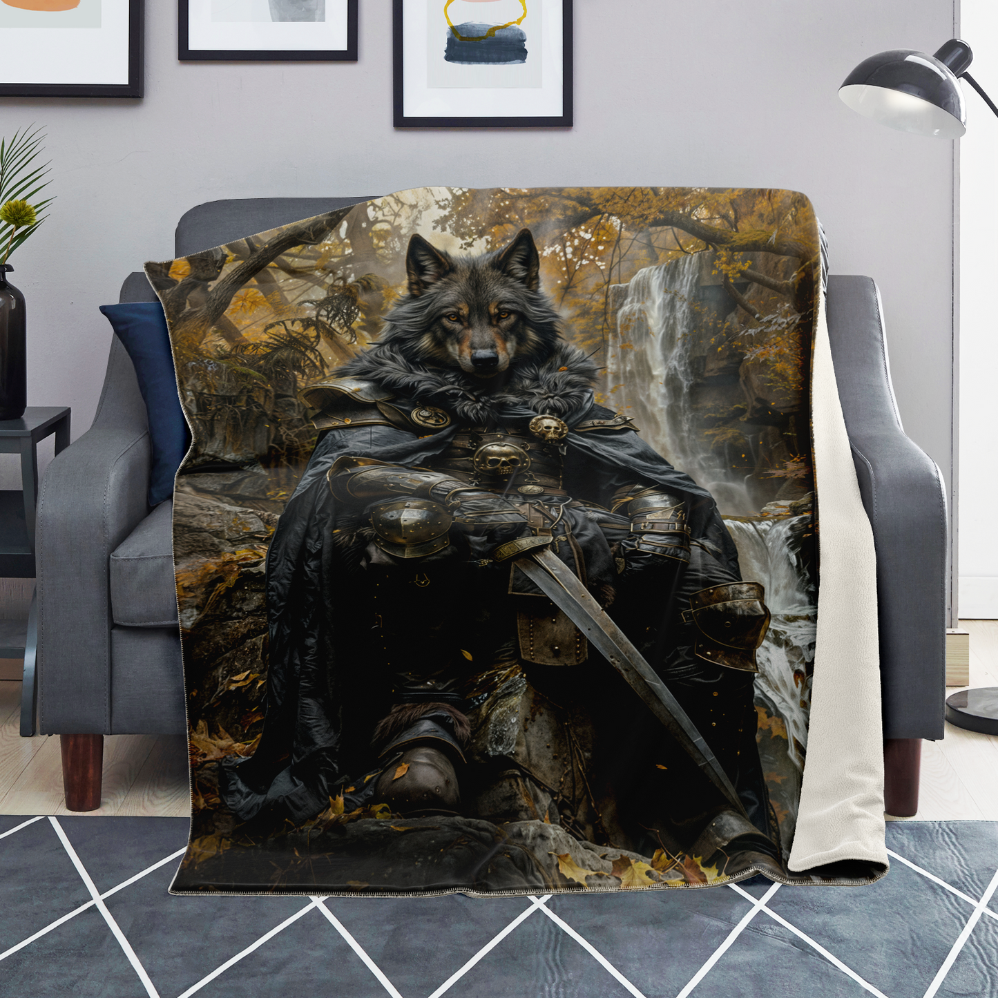 Dark Wolf Premium Microfleece Blanket