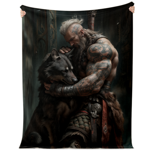 A Vikings Best Friend Premium Microfleece Blanket