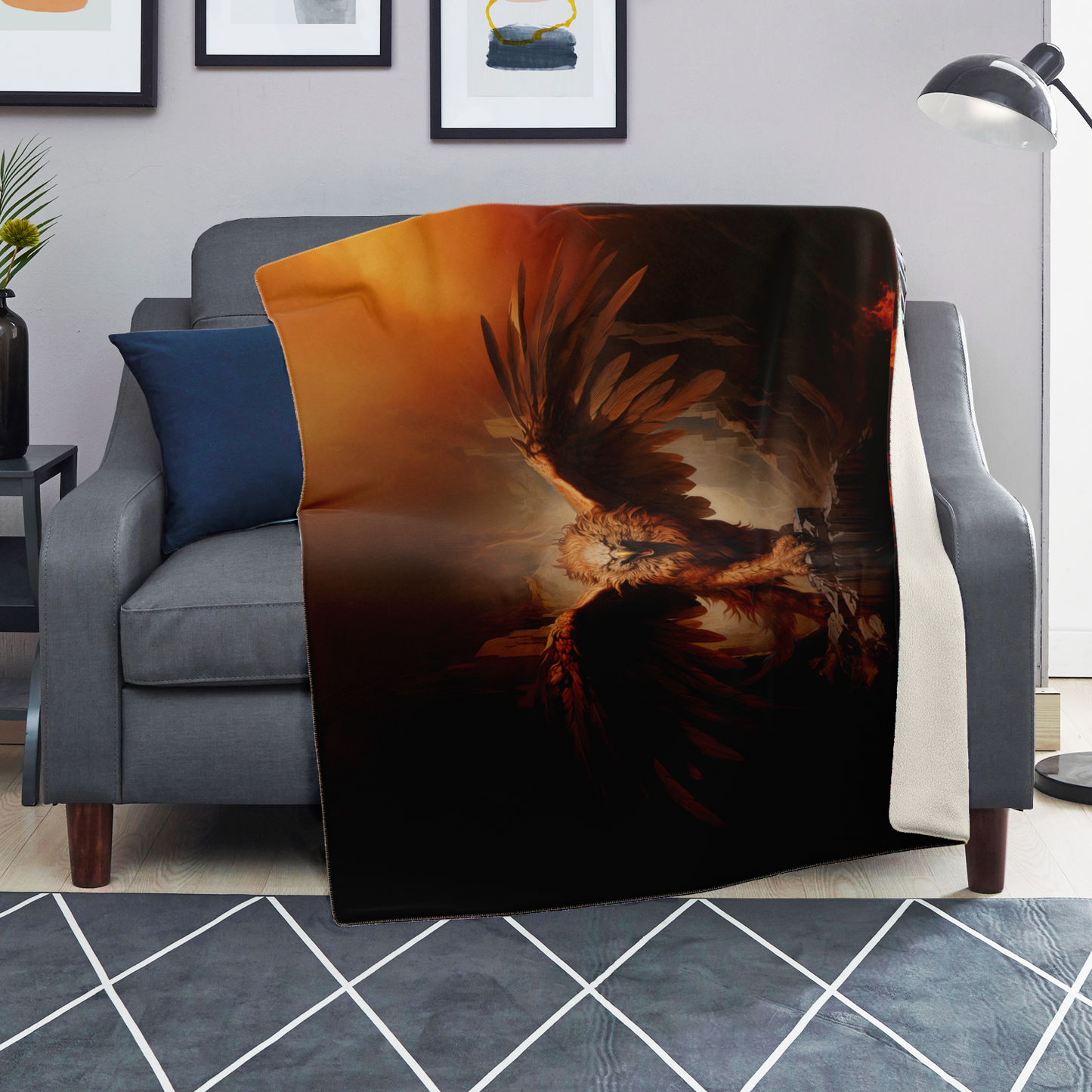 Inferno Griffon Premium Microfleece Blanket