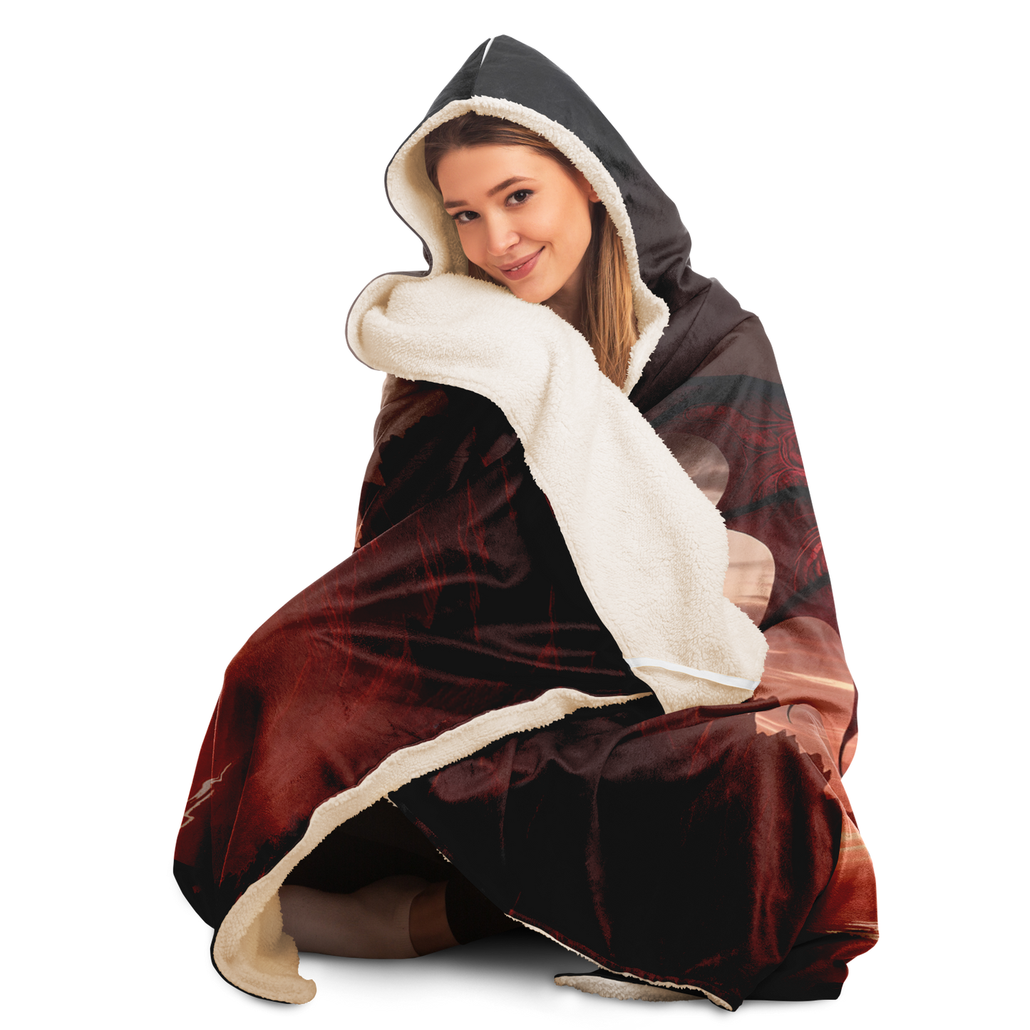 Crimson Twilight Hooded Blanket -