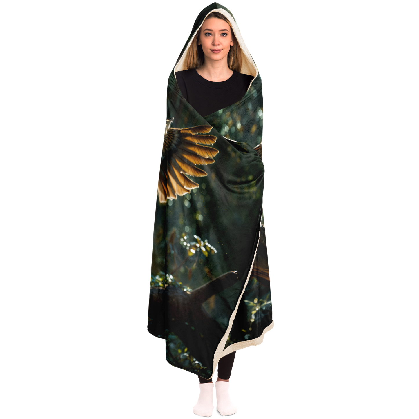 Winged Jungle Tiger Hooded Blanket Micro Fleece