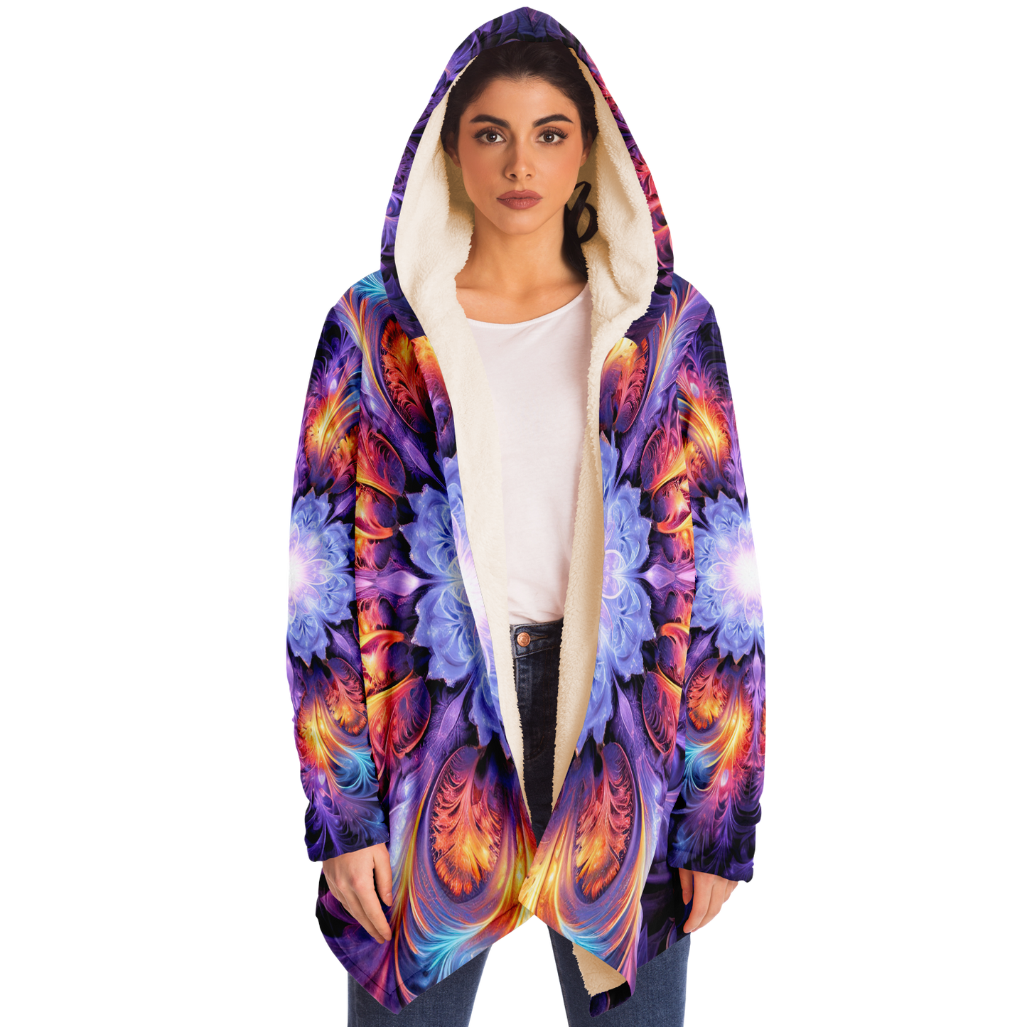 Fluro Snowflake Microfleece Festival  Cloak