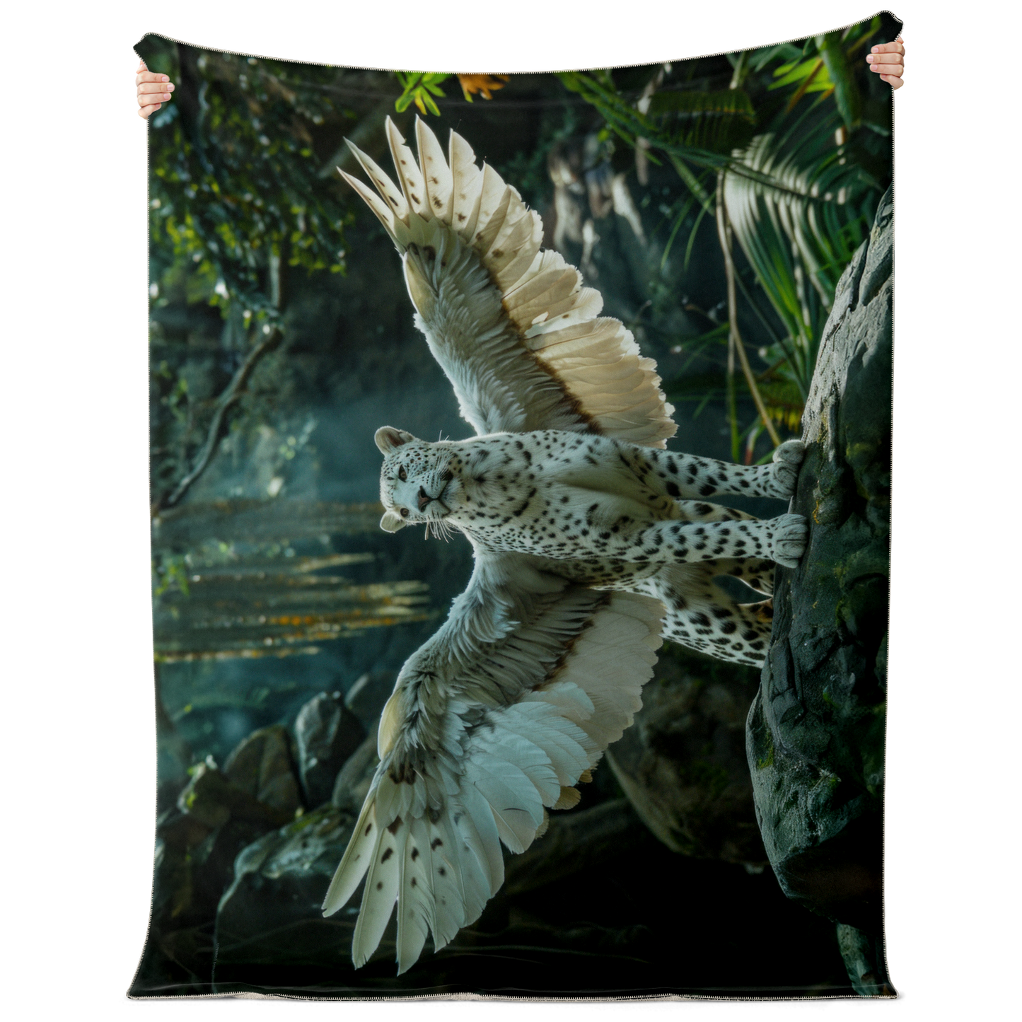 Premium Microfleece Winged Panther Blanket