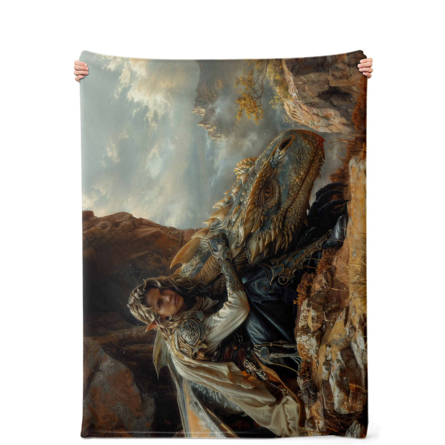 Clifftop Contemplation Premium Microfleece Blanket