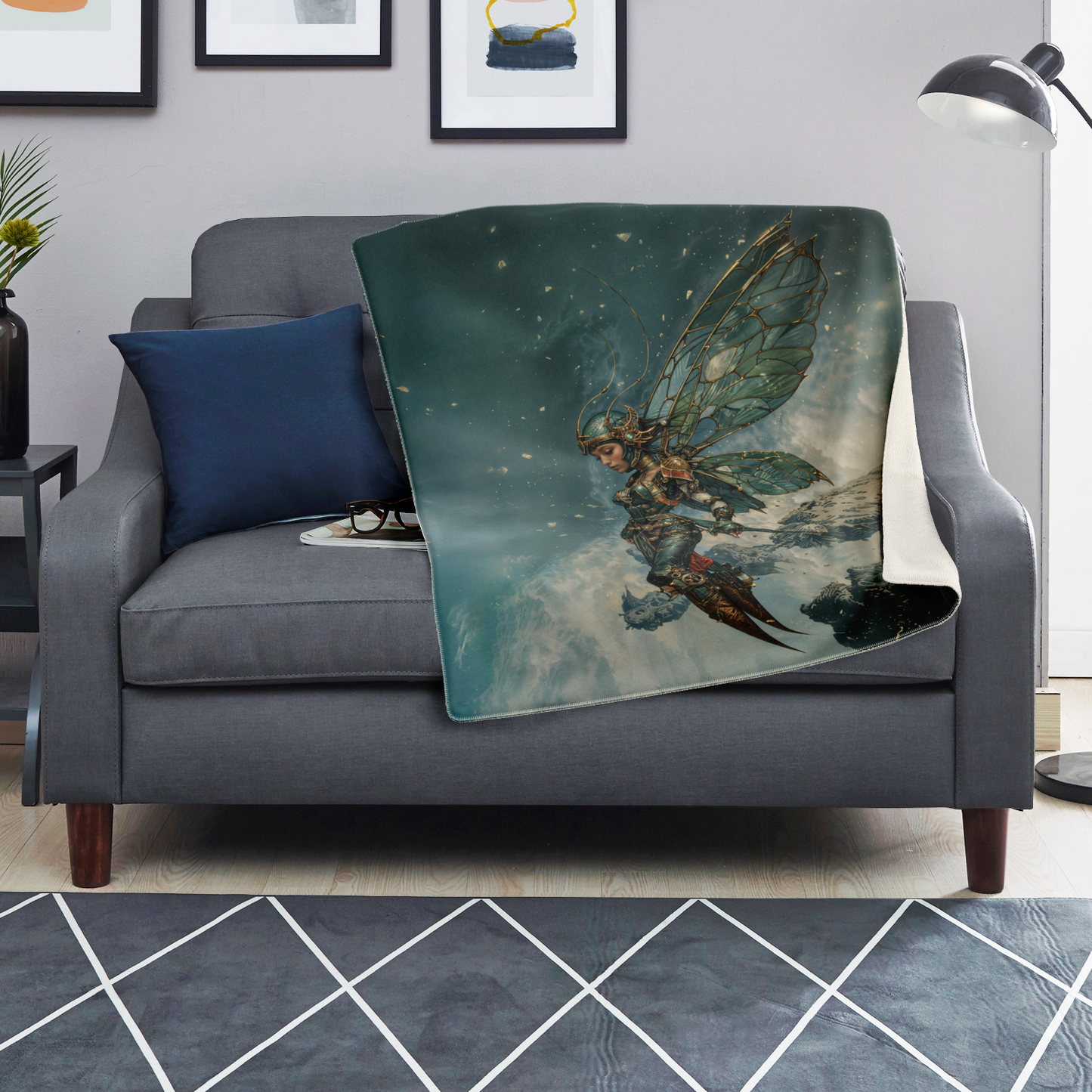 Cybernetic Sentinel Premium Microfleece Blanket