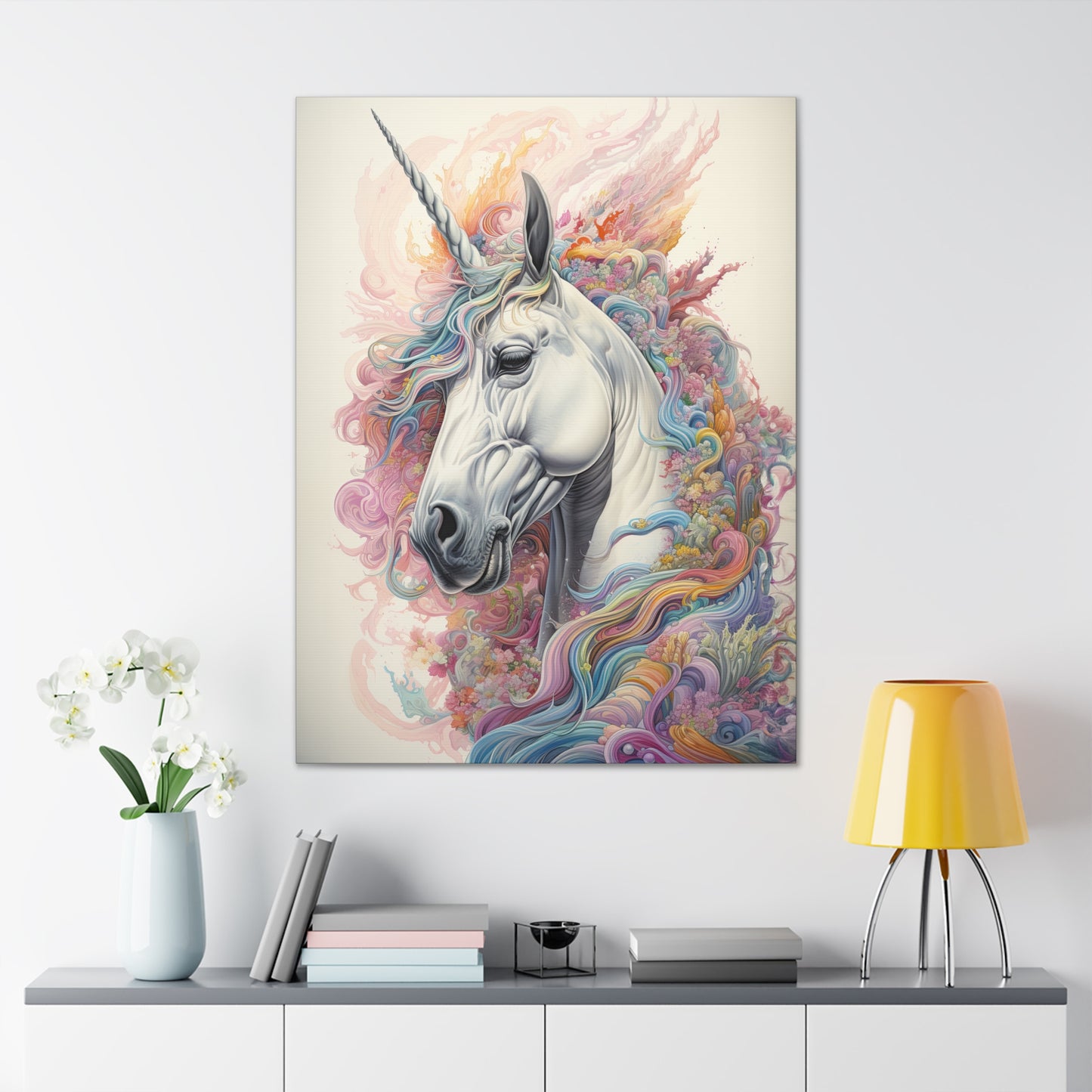 "Fluro Unicorn" Canvas Stretched, 0.75" - Print