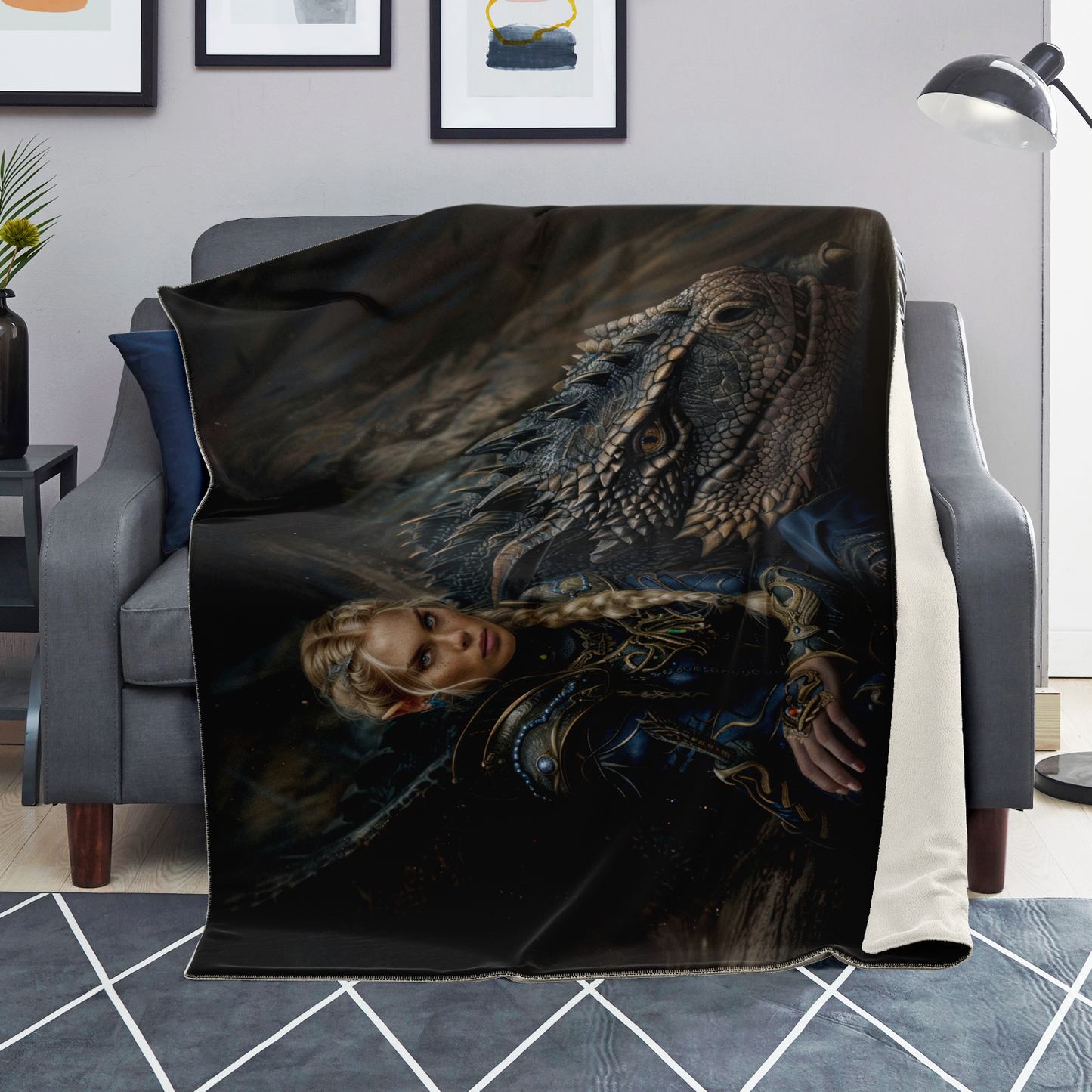 Premium Microfleece Queen's Legion Sky Knight Blanket