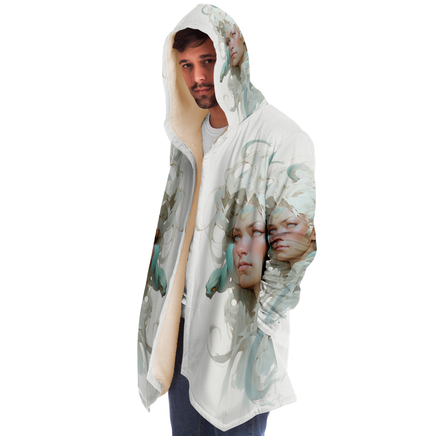 White Medusa Queen Microfleece Cloak