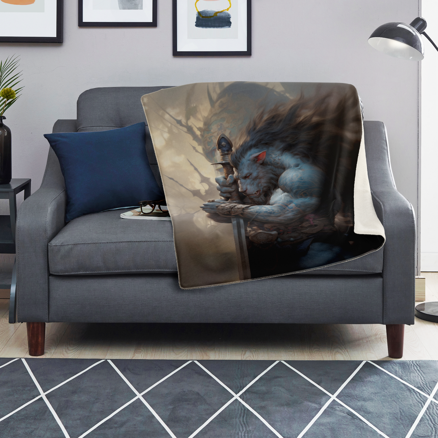 Werewolf Warrior Premium Microfleece Blanket