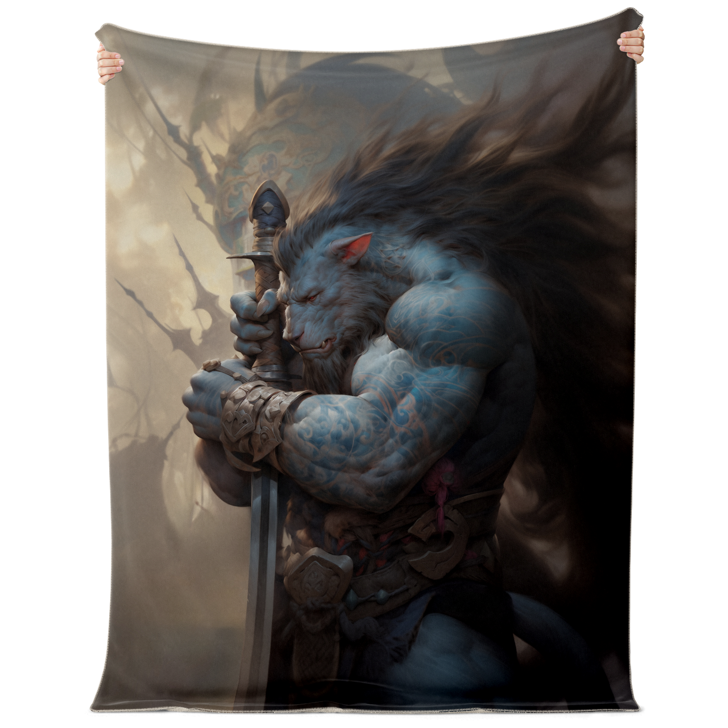 Werewolf Warrior Premium Microfleece Blanket