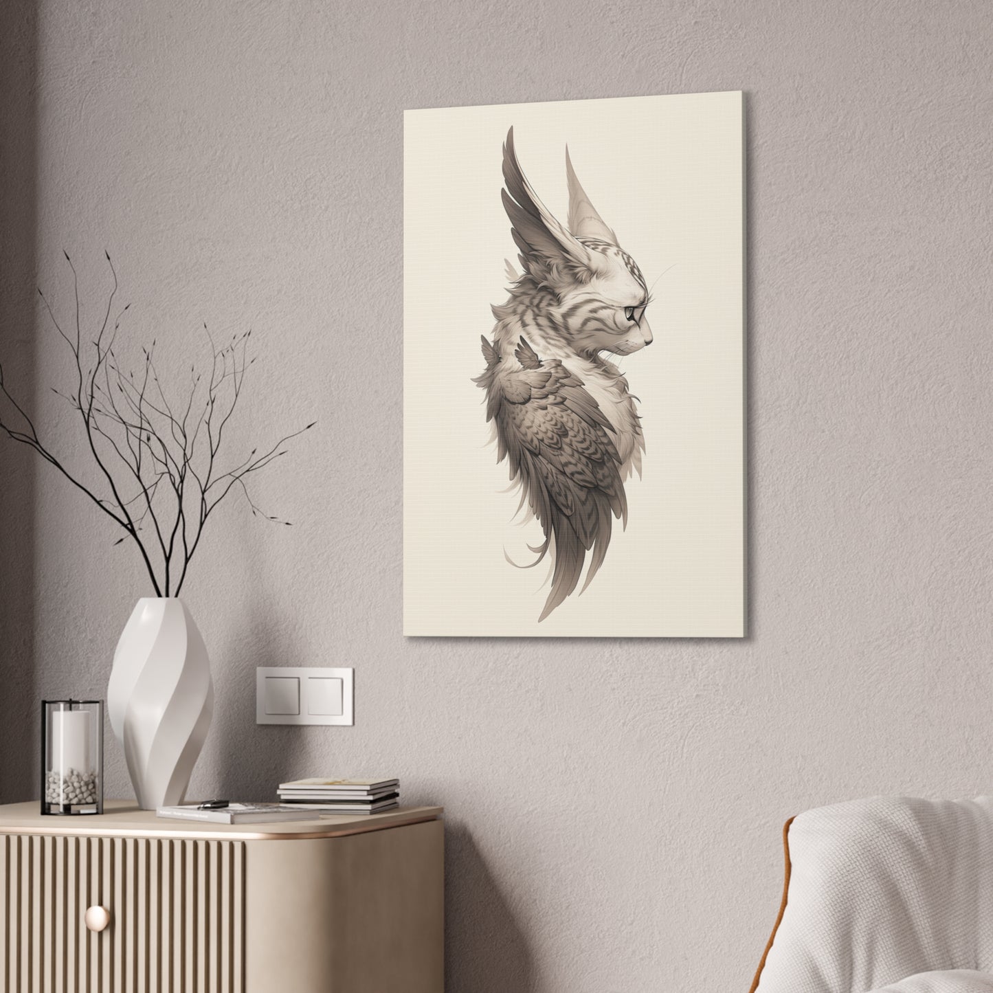 "Wing Eared Cat" Canvas Stretched, 0.75" - Print