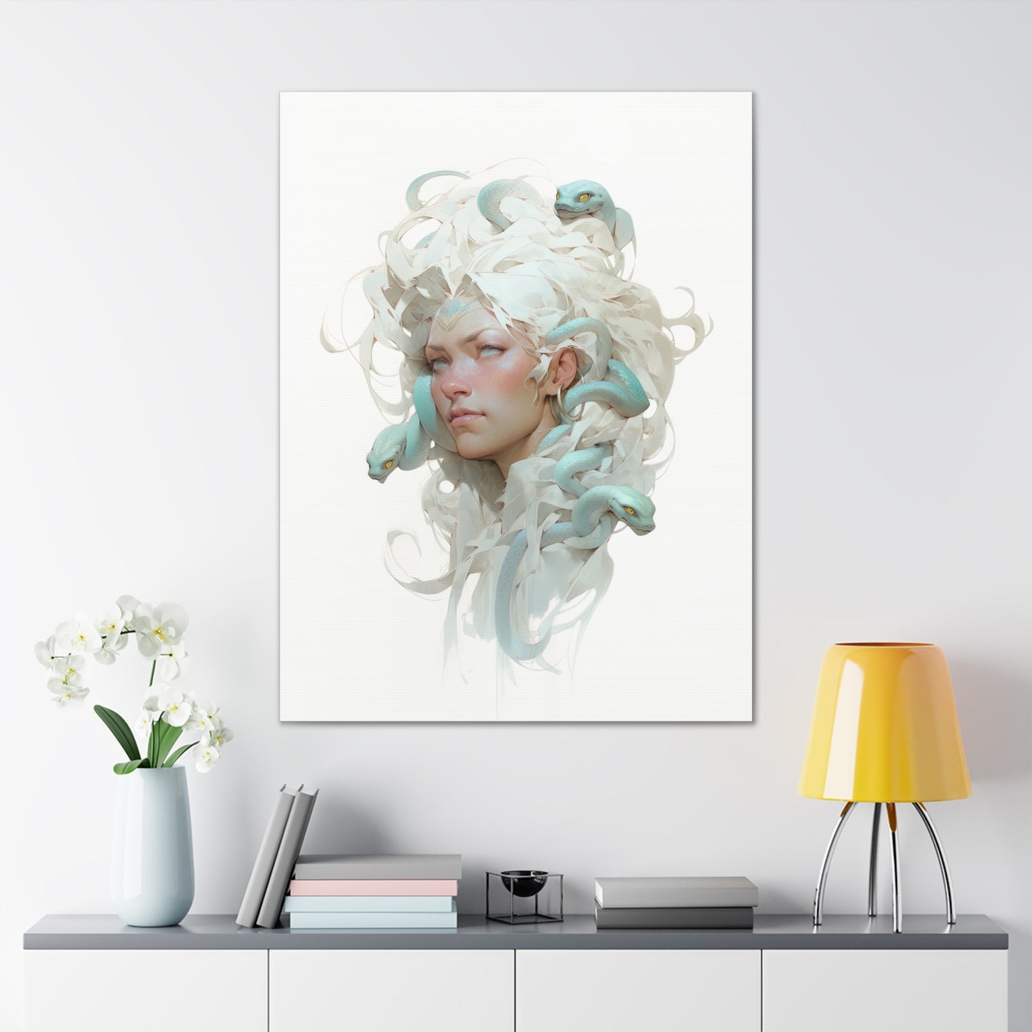 "White Medusa Queen" Canvas Stretched, 0.75" - Print