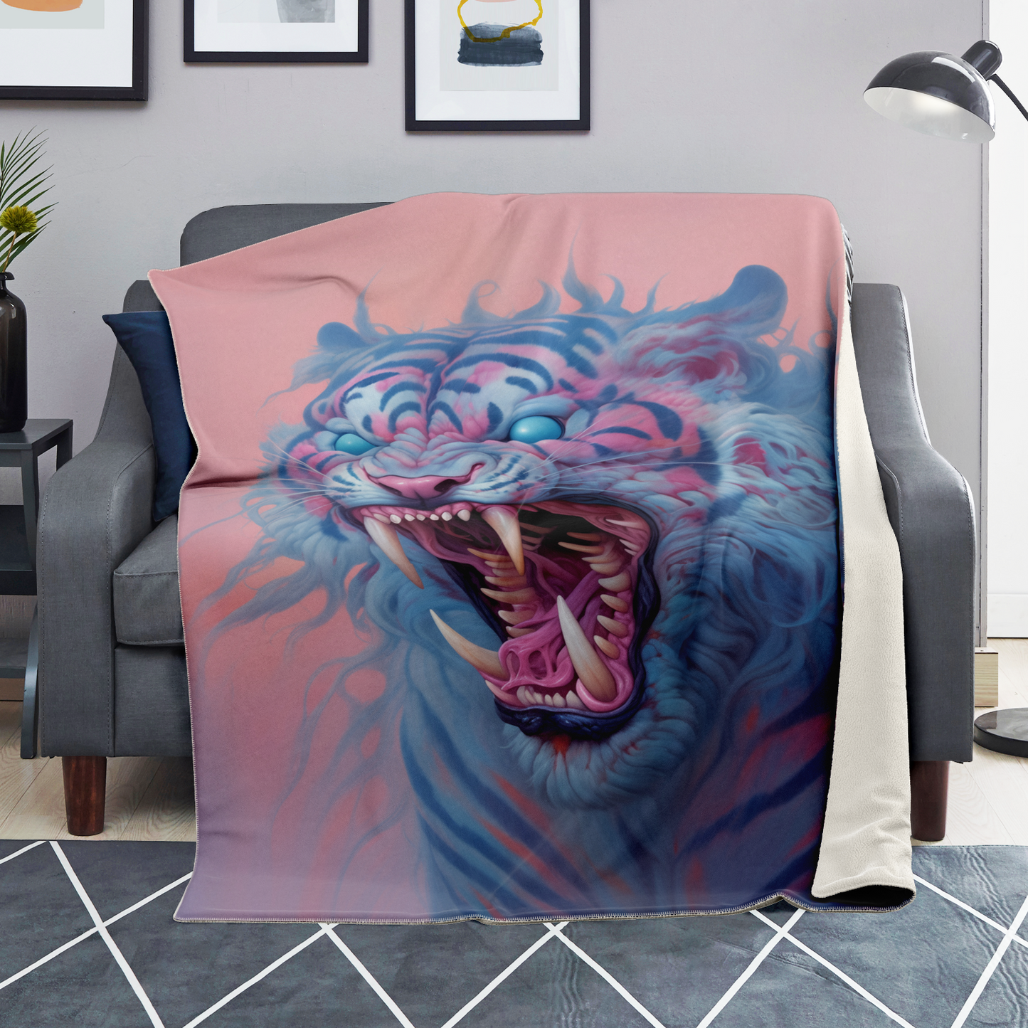 Demon Tiger Premium Microfleece Blanket