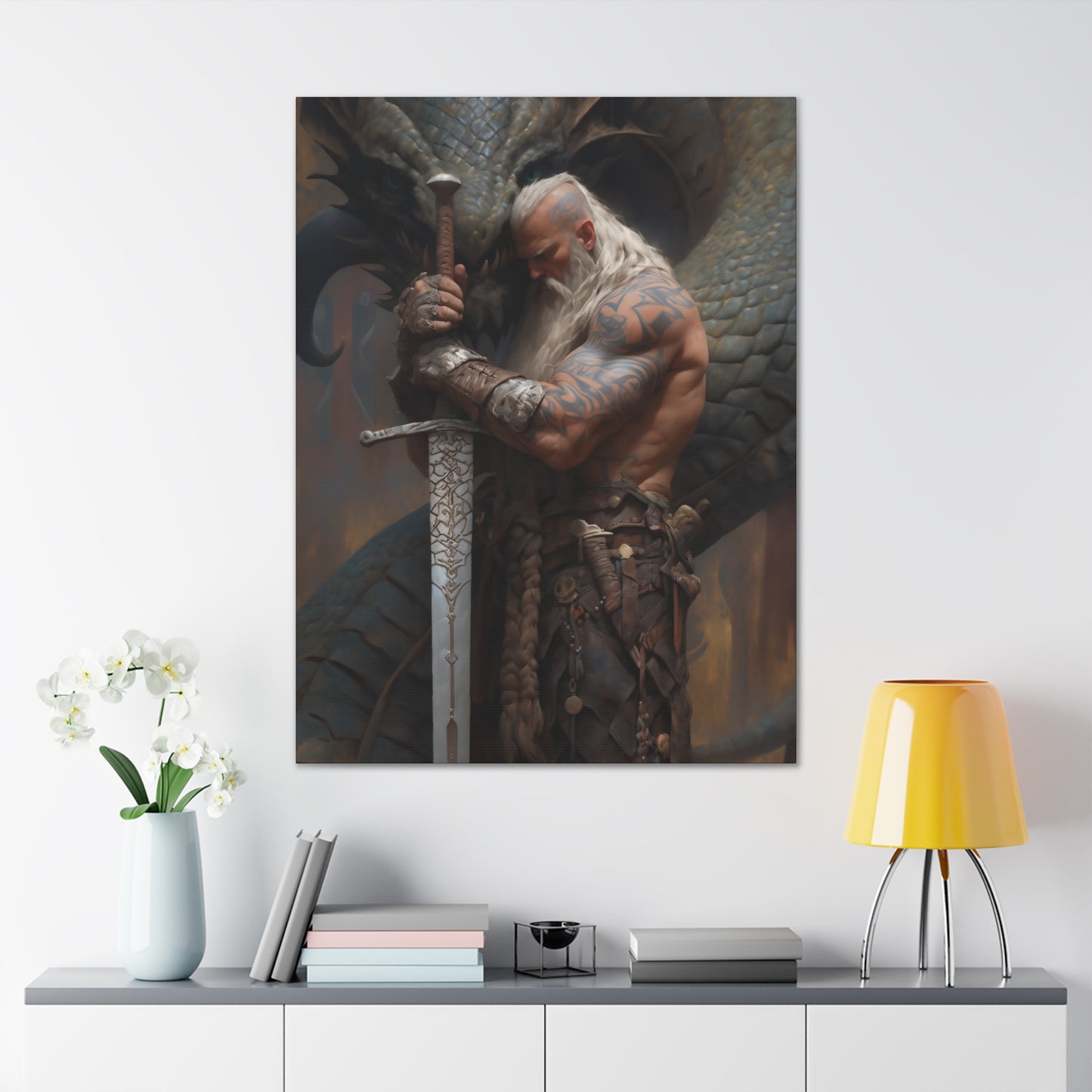 "A Viking And His Dragon" Canvas Stretched, 0.75" - Print