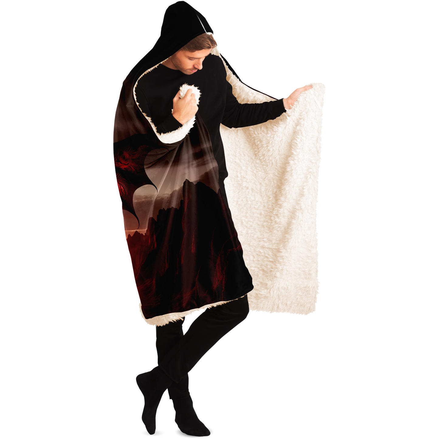 Crimson Twilight Hooded Blanket -