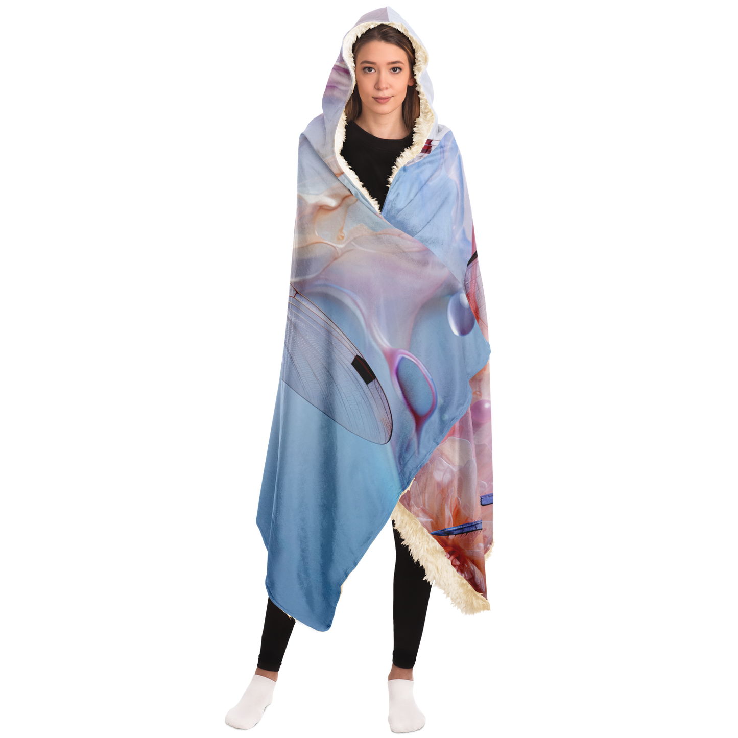 Indigo Glider Dragonfly Hooded Blanket