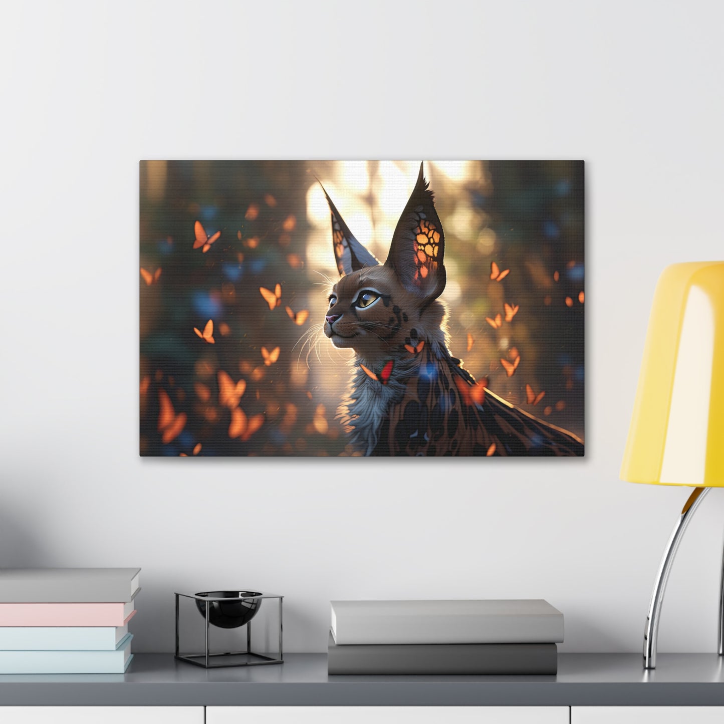 "Butterfly Cat"  Canvas Stretched, 0.75" - Print