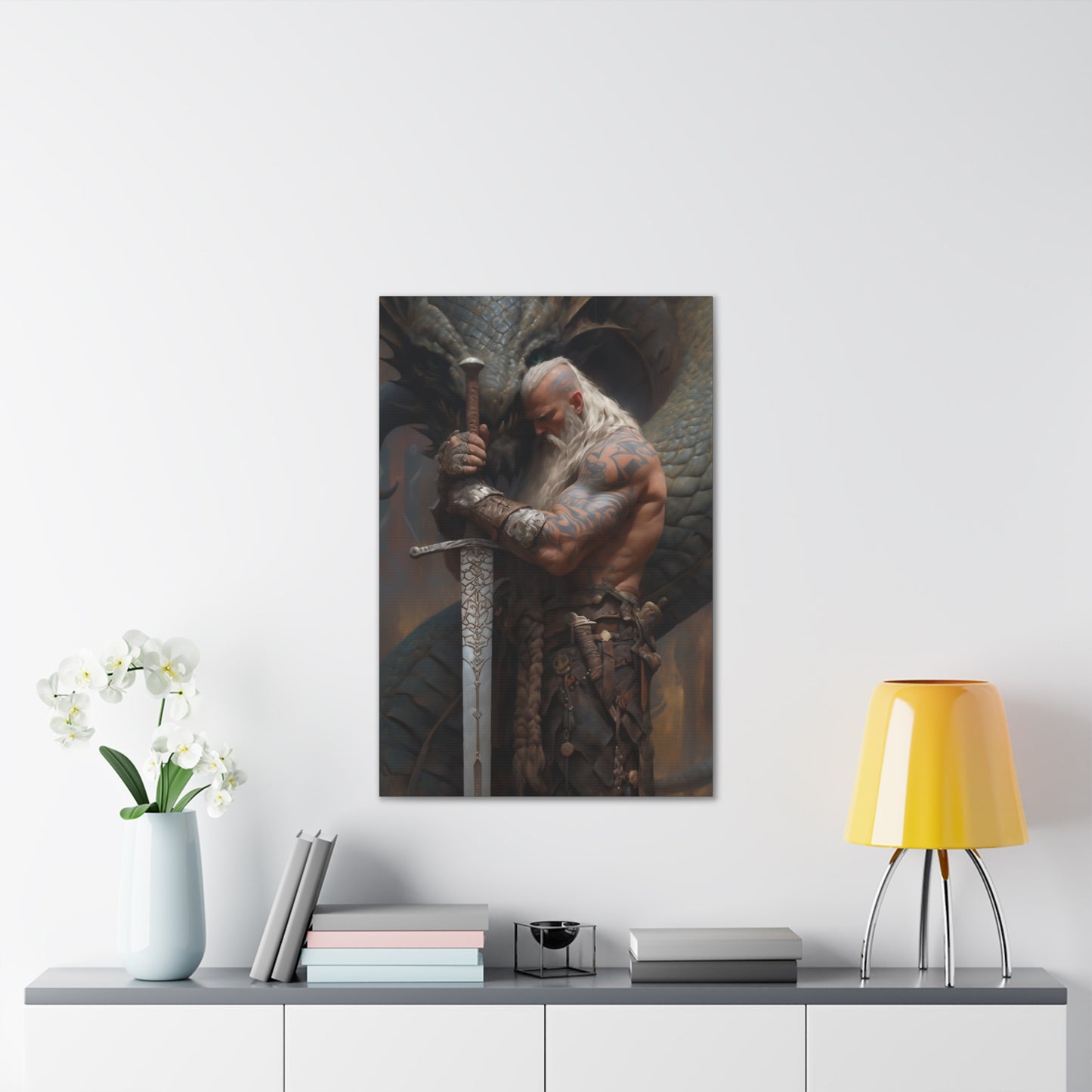 "A Viking And His Dragon" Canvas Stretched, 0.75" - Print