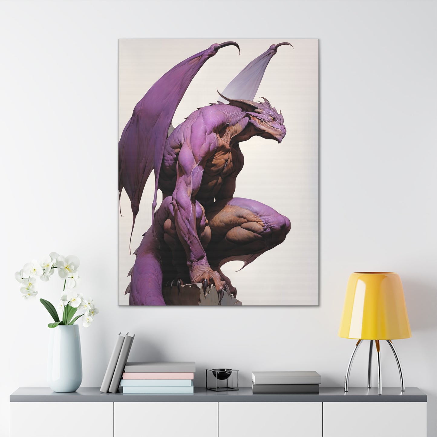 "Zephyrion The Violet Winged Draconian" Canvas Stretched, 0.75" - Print