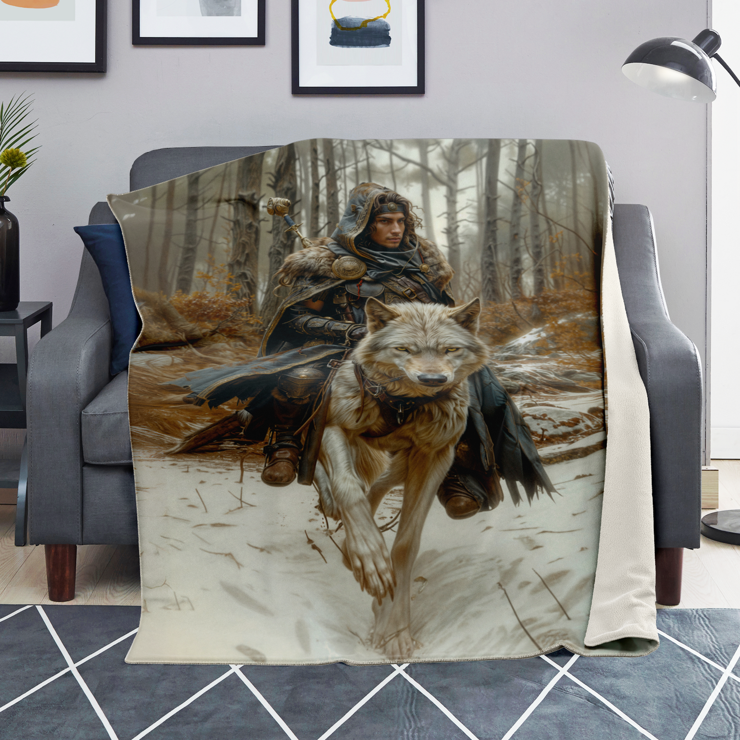 Wolf Rider Premium Microfleece Blanket