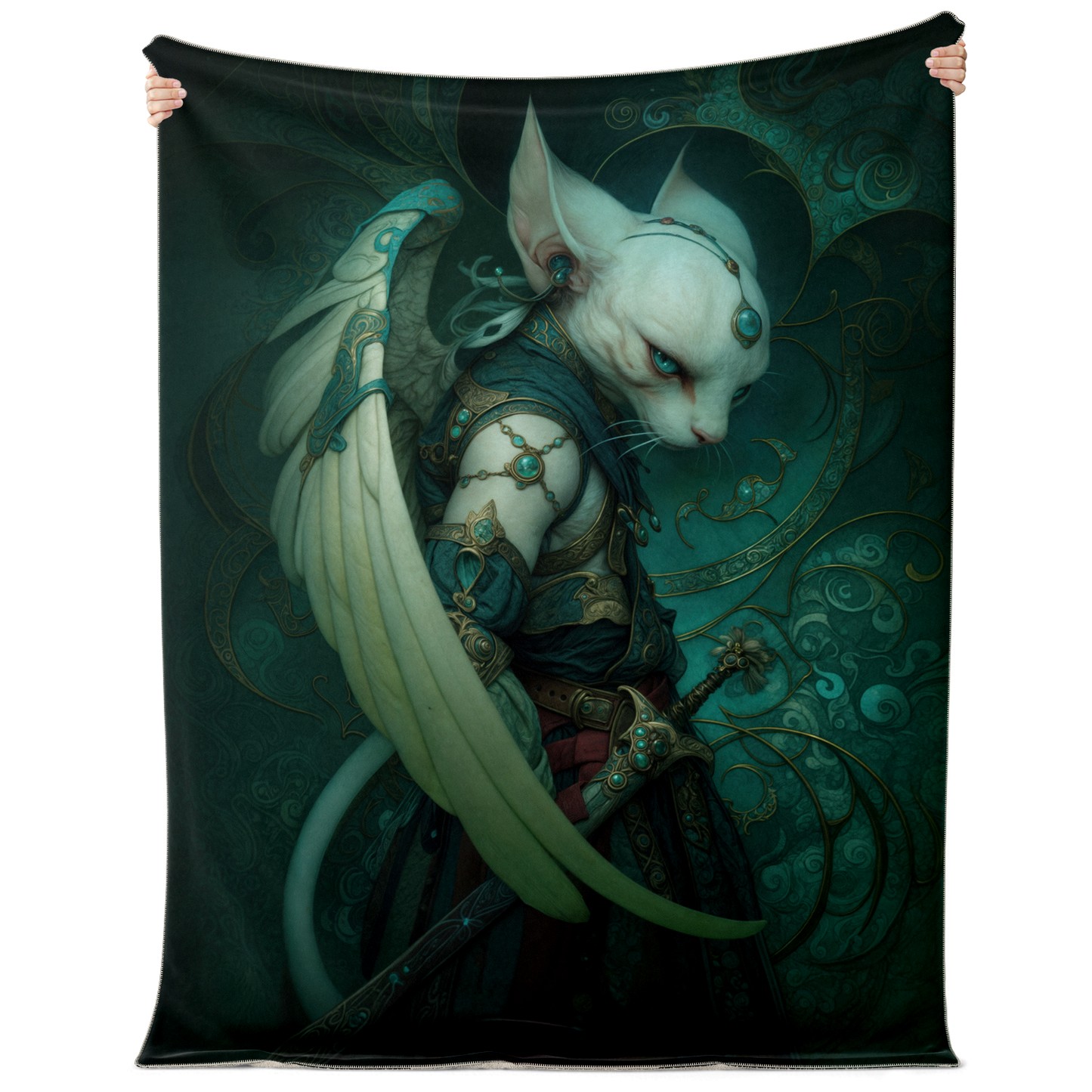 Feline Protector Of The Veil Premium Microfleece Blanket