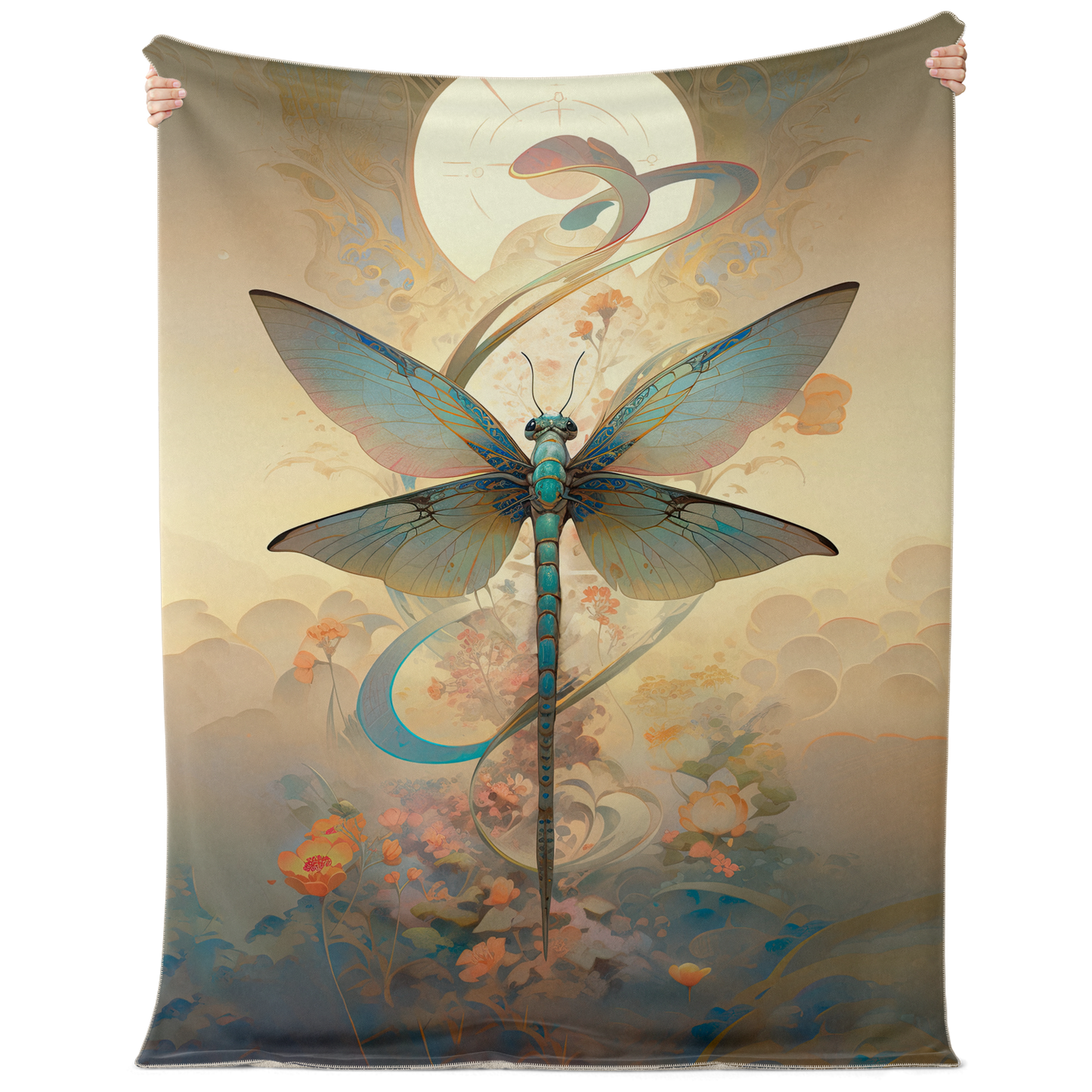 Premium Zen Dragonfly Microfleece Blanket